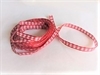 5 meter rød og hvidternet dekorations bånd brede ca. 6 mm.